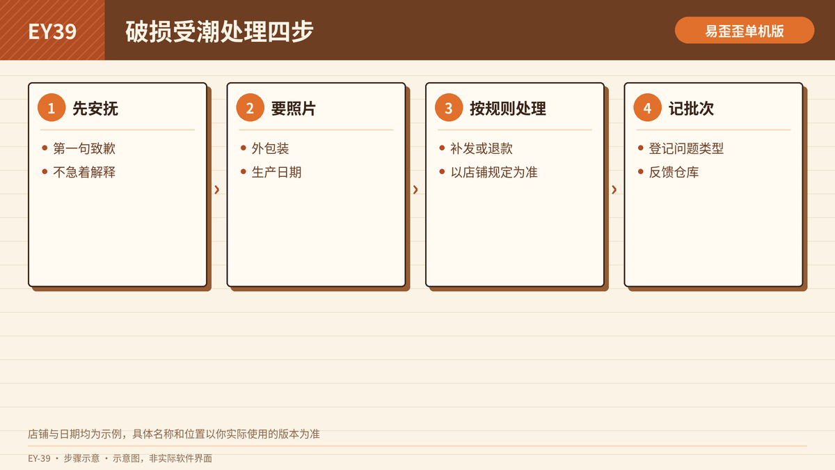 零食店破损受潮售后处理的步骤示意图