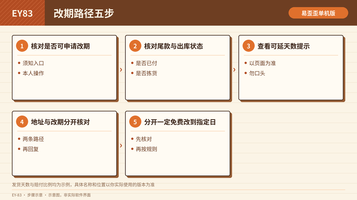 预售改期路径核对步骤示意图