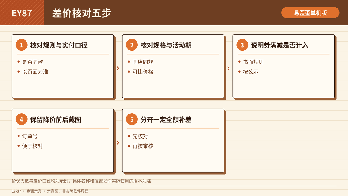价保差价核对步骤示意图